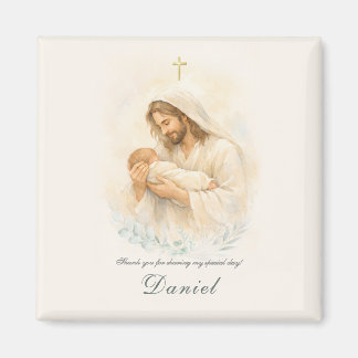 Jesus håller bebis Dop Save the Date Magnet