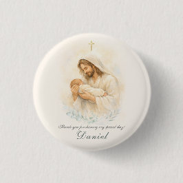 Jesus håller bebis Dop Save the Date Magnet Knapp