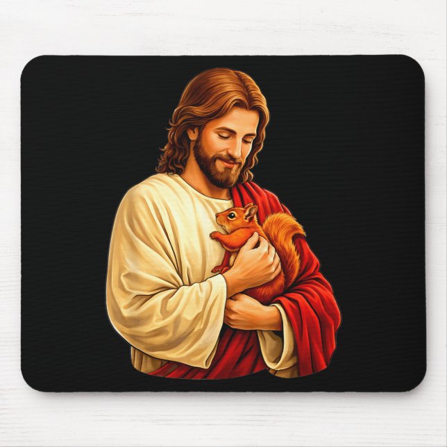 Jesus håller ekorre kristen  musmatta (Framsidan)