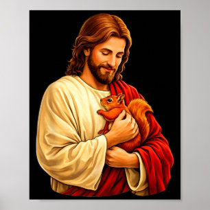 Jesus håller ekorre kristen poster
