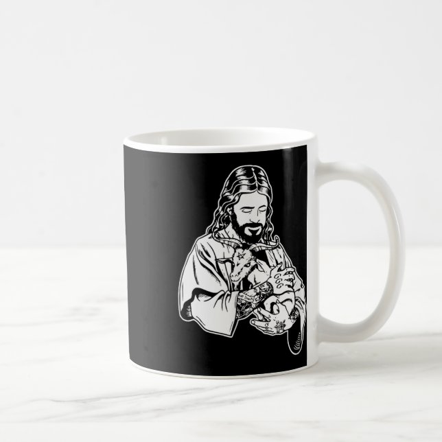 Jesus håller get Baphomet ockult satanisk tatuerin Kaffemugg (Höger)
