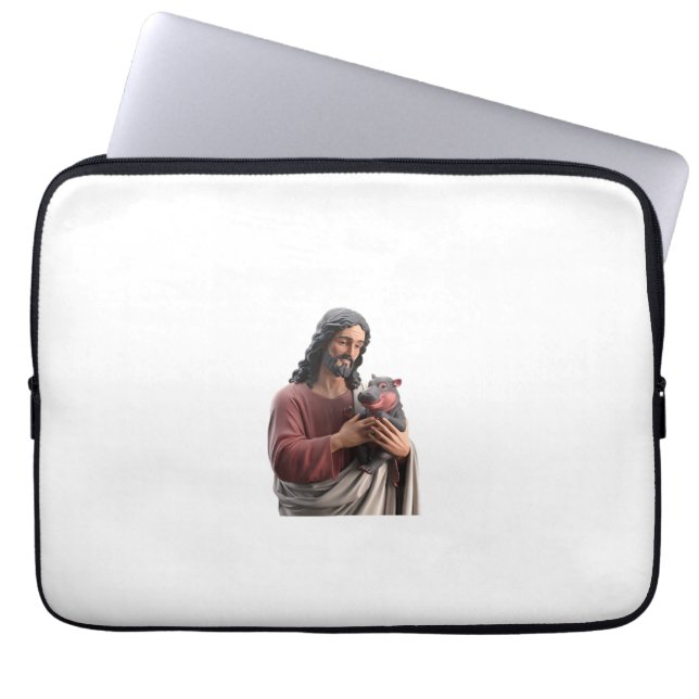 Jesus håller Moo Deng den pygméflodhäst klassisk k Laptop Fodral (Framsidan)