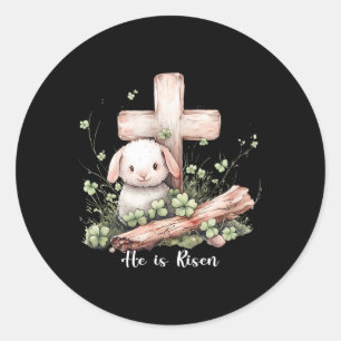 Jesus, han är född Kor Lamb Thorn Krona Påsk Runt Klistermärke