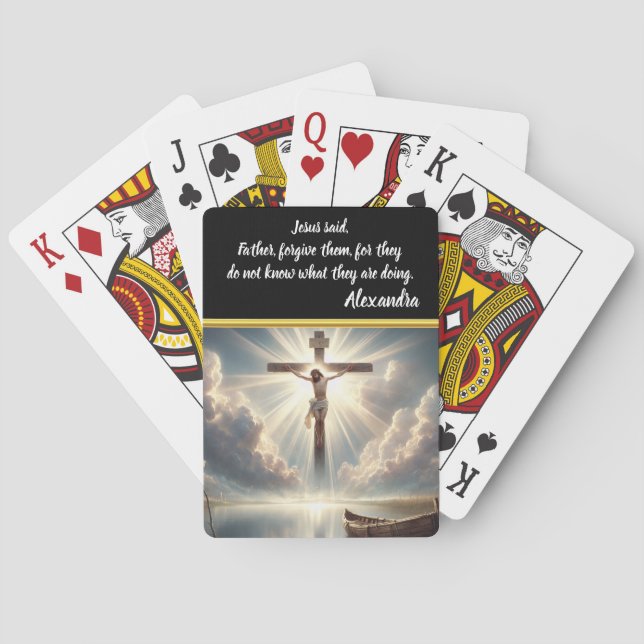 Jesus Hängande från Kor Över Vatten Casinokort (Baksidan)