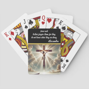 Jesus Hängande på Crucifixen över Vatten Casinokort