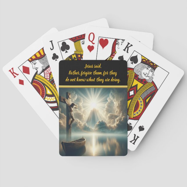 Jesus Hanging Kor över stilla Vatten Casinokort (Baksidan)