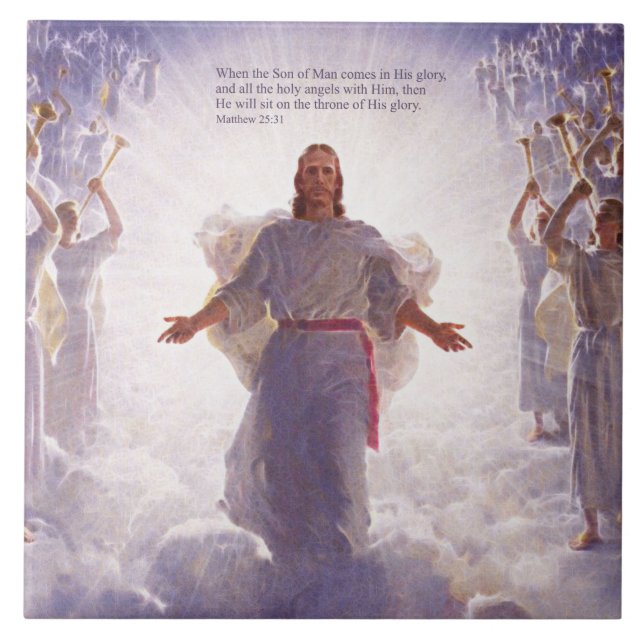 Jesus & hans änglar 1 belägger med tegel kakelplatta (Framsidan)