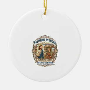 Jesus hantverk säljare Etsy tillverkare skjorta tr Julgransprydnad Keramik