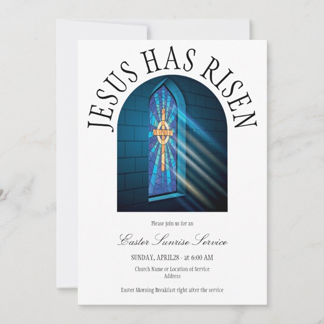 Jesus har återupplivat kyrkan Påsk Sunrise Service Inbjudningar (Framsida)