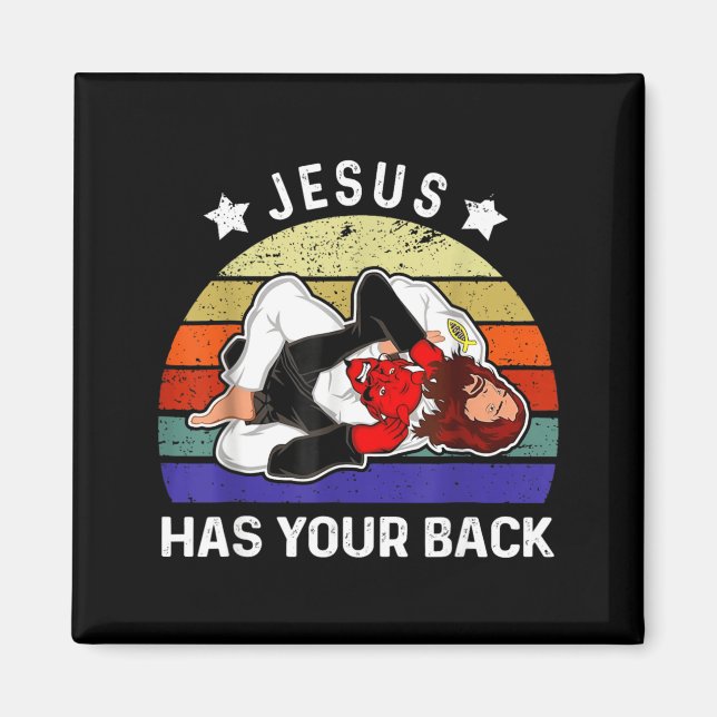Jesus Har Din Rygg Jiu Jitsu Grappling vs Djävulen Magnet (Framsidan)
