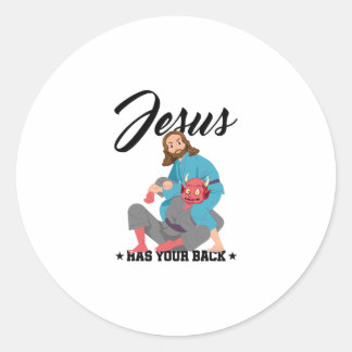 Jesus har din Tillbaka Jiu-Jitsu BJJ Funny MMA Runt Klistermärke
