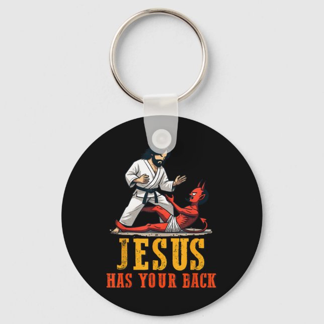 Jesus har din underliga kristna Jiu-jitsu Nyckelring (Framsida)