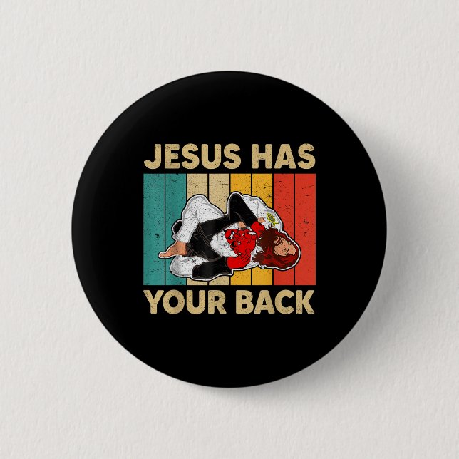 Jesus har ditt tillbaka Jiu Jitsu Retro Christian  Knapp (Framsida)