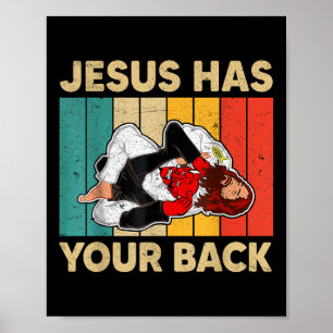Jesus har ditt tillbaka Jiu Jitsu Retro Christian Poster
