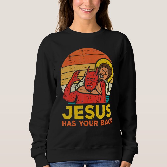 Jesus har ditt tillbaka Jiu Jitsu Retro Christian  T Shirt (Framsida)