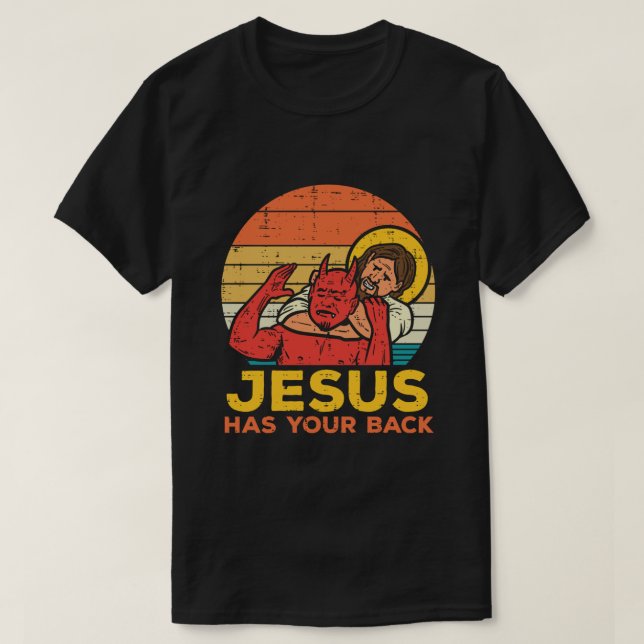 Jesus har ditt tillbaka Jiu Jitsu Retro Christian  T Shirt (Design framsida)