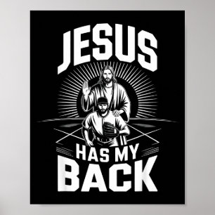 Jesus Har Min Rygg Baseball Tro Faith Motivation T Poster