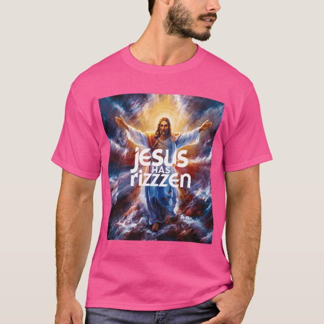 Jesus har Rizzen. Funny Christian Meme T Shirt (Framsida)