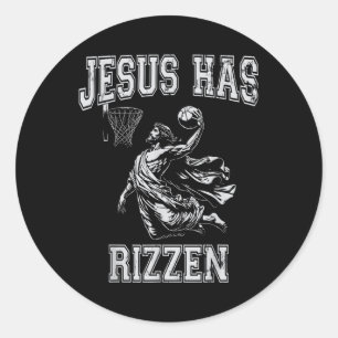 Jesus har Rizzen Vintage 90-talet.. Lustigt Jesus Runt Klistermärke