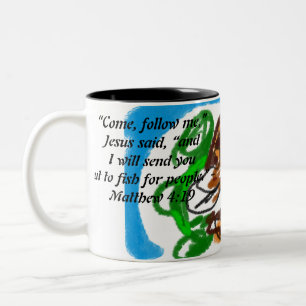 jesus här Två-Tonad mugg