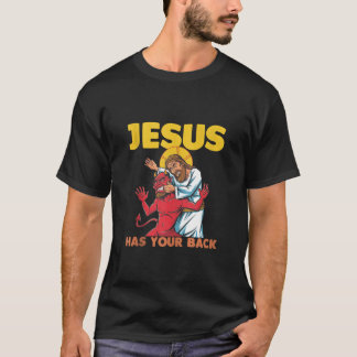 Jesus Has Your Back Jiu Jitsu Retro Christian Men  T Shirt