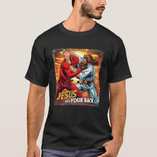 Jesus Has Your Back Jiu Jitsu Retro Christian Men  T Shirt