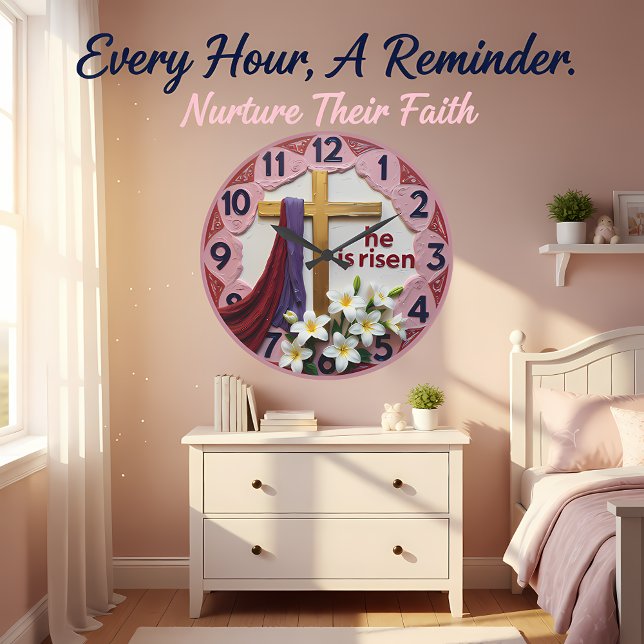 Jesus He Is Risen Easter Stor Klocka (Skapare uppladdad)