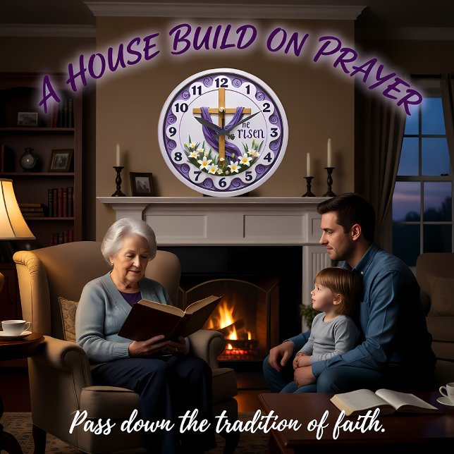 Jesus He Is Risen Purple Stor Klocka (Skapare uppladdad)