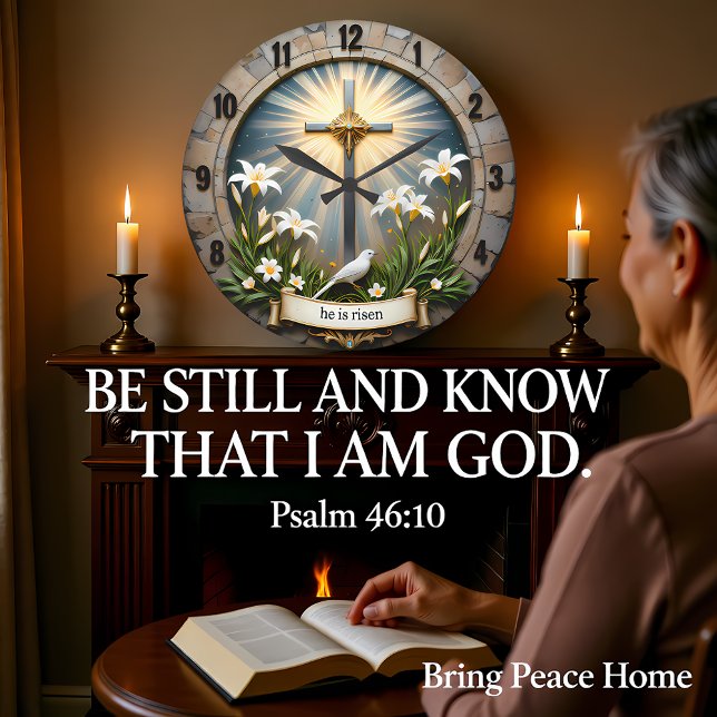 Jesus He Is Risen Stone Stor Klocka (Skapare uppladdad)