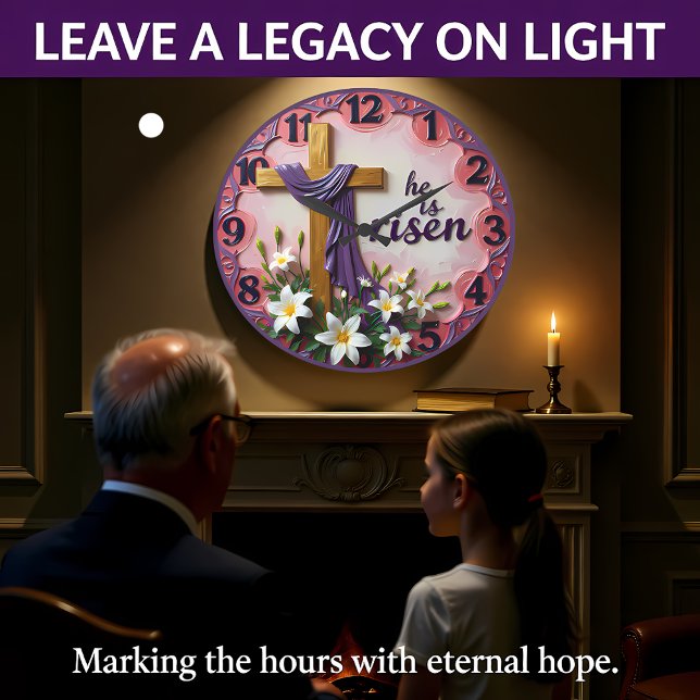 Jesus He Is Risen Textured Stor Klocka (Skapare uppladdad)