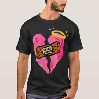 Jesus Heals Broken Heart Skriv ut bandage T Shirt