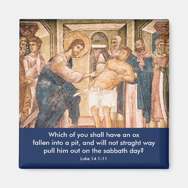 Jesus Heals MAn med Dropsy - Magnet (Framsidan)