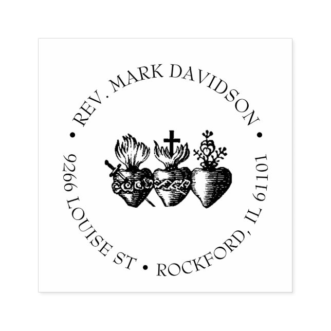 Jesus Heart Blsed Virgin Mary Joseph Catholique Stämpel (Tryck)