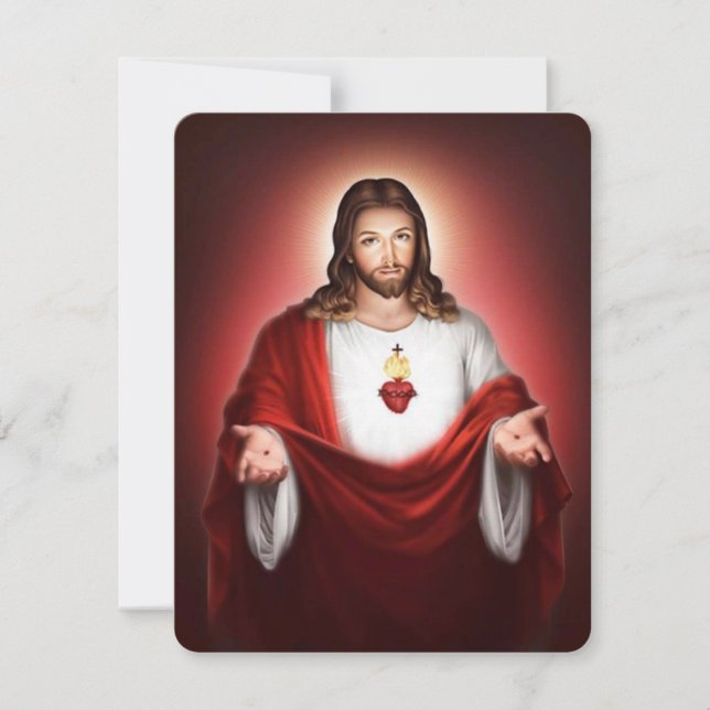 Jesus Heart katolik Funeral Memorial Heliga Card (Framsida)