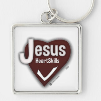Jesus HeartSkills - Schlüssel zum glücklichen Herz Fyrkantig Silverfärgad Nyckelring