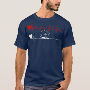 Jesus Heartslag Heartslag EKG Mina hjärtslag för J T Shirt