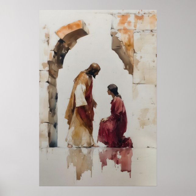 Jesus Helande Utskrift Minimalistisk Bibel Mirakel Poster (Framsidan)