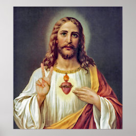 Jesus Helig Heart Fredstecken Porträtt Poster