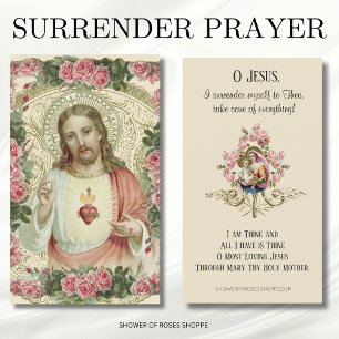 Jesus Helig Heart Virgin Mary Prayer Plakort Placeringskort