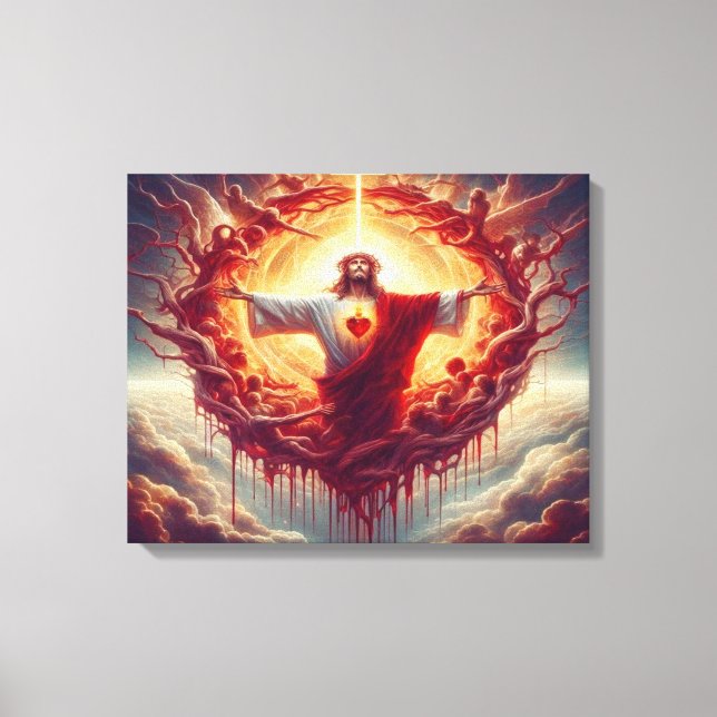 Jesus helig hjärta Solemnän längst helig Canvastryck (Framsida)