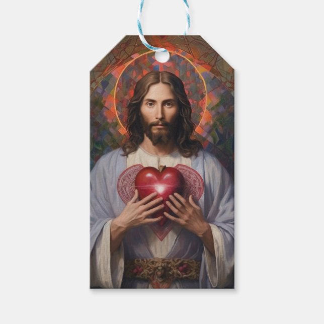 Jesus helig oljemålning presentetikett (Framsidan)