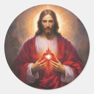 Jesus helig oljemålning runt klistermärke