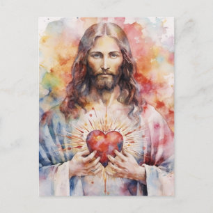 Jesus helig, vattenfärg vykort