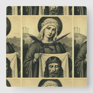 Jesus Heliga Ansikte Fyrkantig Klocka