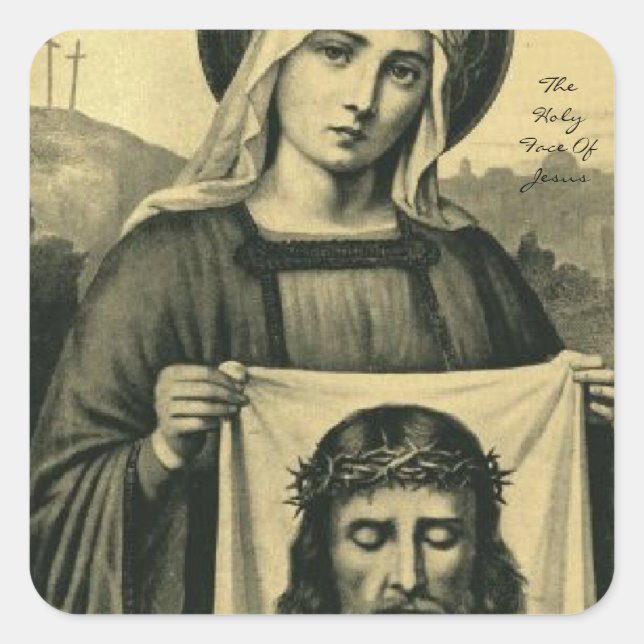 Jesus Heliga Ansikte Fyrkantigt Klistermärke (Framsida)