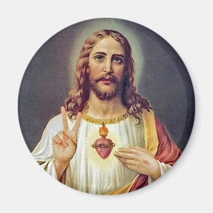 Jesus Heliga Hjärta Fredstecken Porträtt Magnet