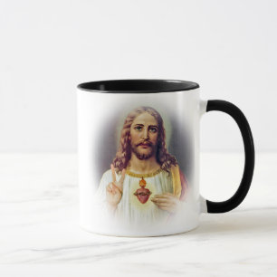 Jesus Heliga Hjärta Fredstecken Porträtt Mugg