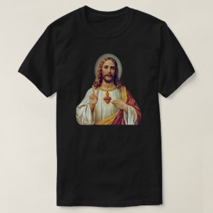 Jesus Heliga Hjärta Fredstecken Porträtt T-shirt