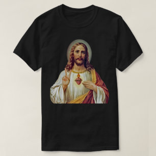 Jesus Heliga Hjärta Fredstecken Porträtt T-Shirt