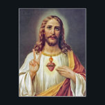 Jesus Heliga Hjärta Fredstecken Porträtt Vykort<br><div class="desc">Porträtt av Jesus Kristus som visar fredstecknet.

Detta är en Inside Out original. Om du såg det någon annanstans,  har de fått det från mig.</div>
